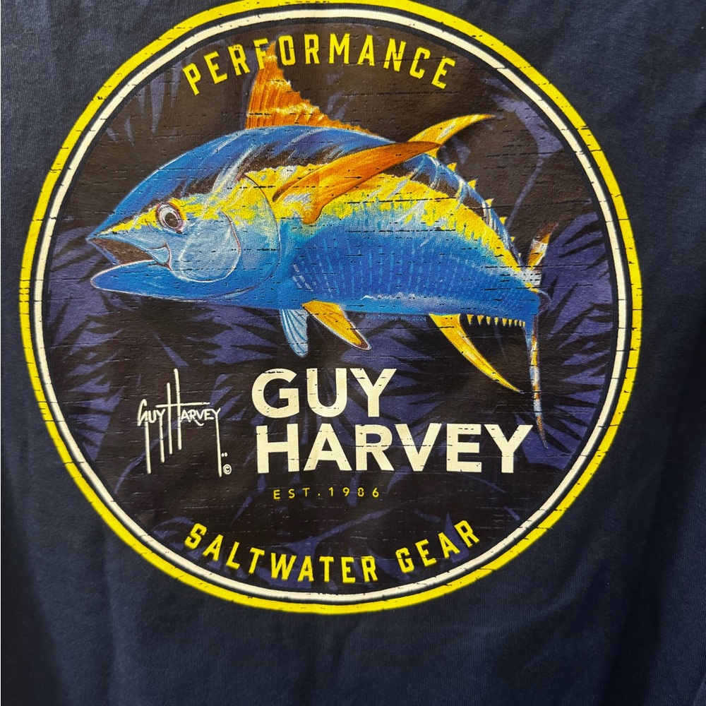Guy Harvey Blue Tank Top with Yellow Fish Design - Picture 3 of 6